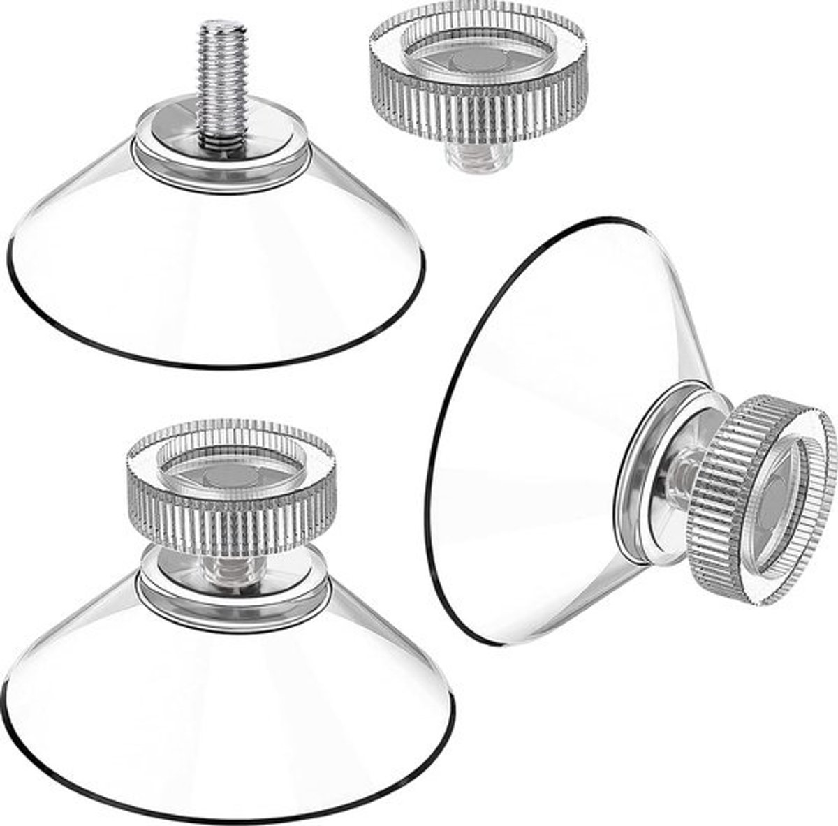 Zuignap - met schroefdraad - Transparante zuignap - 25 stuks