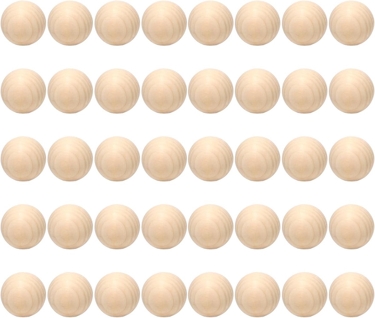 40 houten ballen zonder gaten om te knutselen, 35 mm, grote houten bal, onafgewerkt, ronde natuurlijke houten kralen voor knutselwerk en decoratie