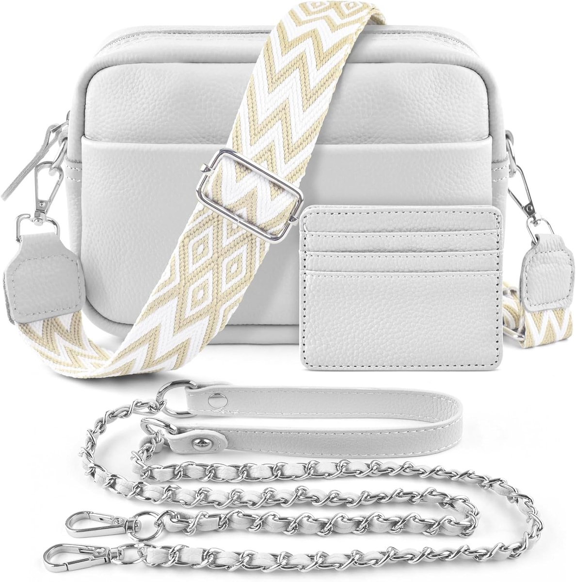 Mobiele Telefoon Schoudertas van Echte Leer, Crossbody Tas met 2 Brede Schouderbanden en Kaartenhouder, Zwart voor Dames