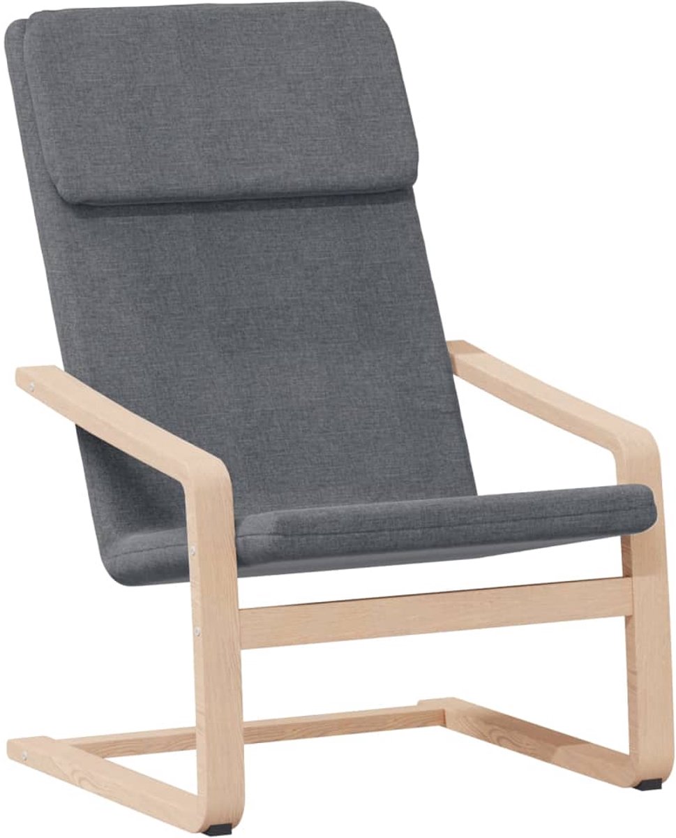 vidaXL Relaxstoel - met - voetenbank - stof - donkergrijs
