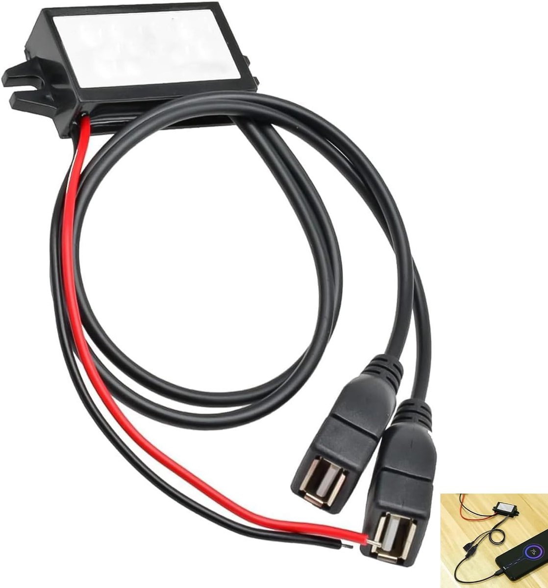 Power Adapter, 12V to Dual USB, Converter 12V to 5V, 3A, Voltage Buck DC to DC 15W, Waterproof Module 3A for Car - ShopVlot