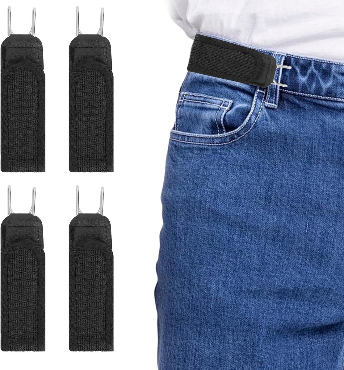 4 stuks riem zonder onzichtbare gesp voor dames en heren, verstelbare elastische riem zonder druk, comfortabel - ShopVlot