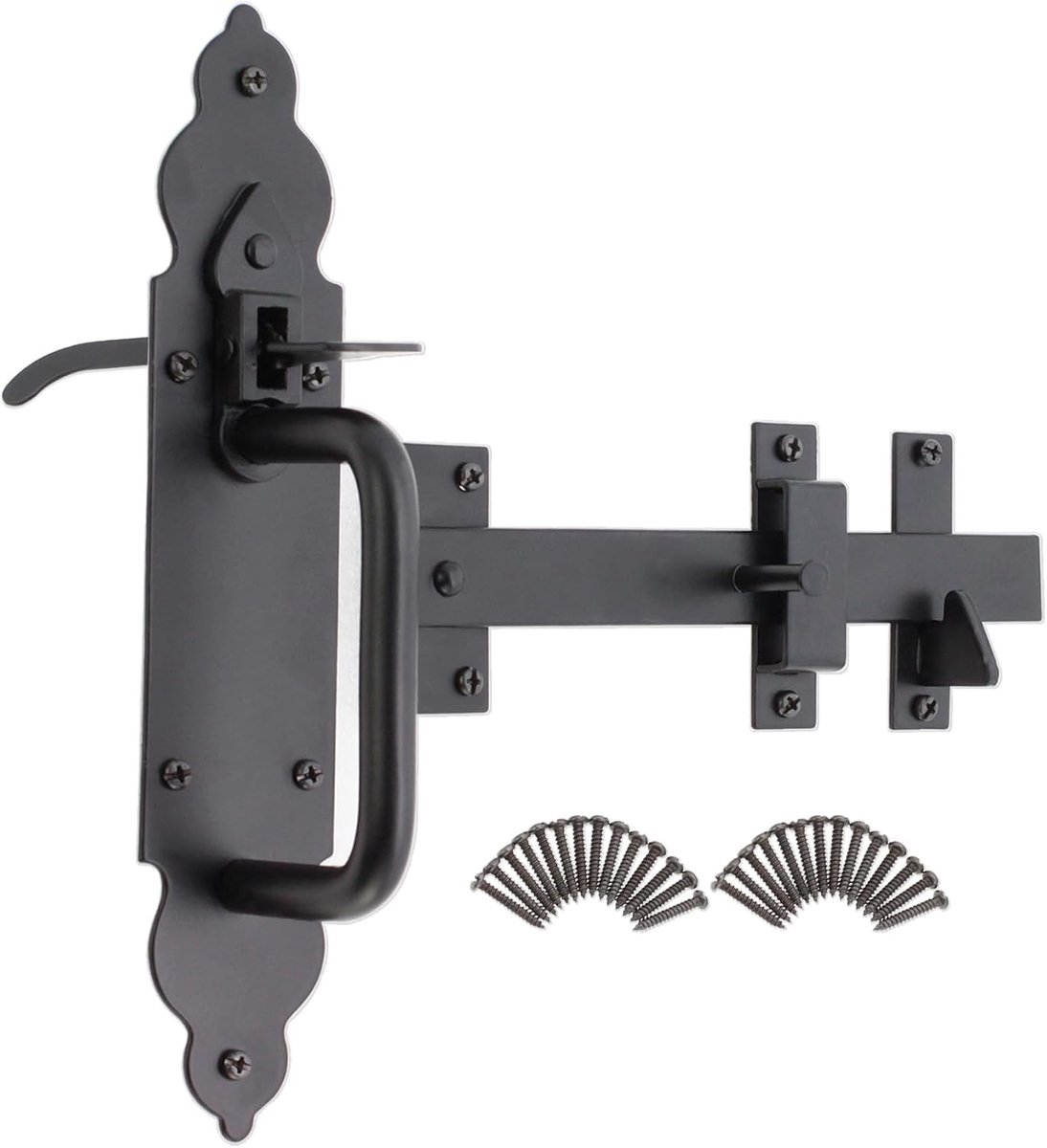 Infinity Decor Heavy Duty Black Gothic Suffolk Sier Duimpoort Klink Set voor Houten Tuin, Garage & Schuur Deur Catch - ShopVlot