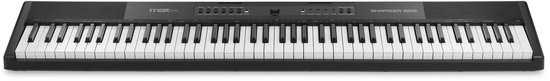 Zwart MAX RhapsodyDP88S digitaal piano keyboard met 88 witte en zwarte toetsen.