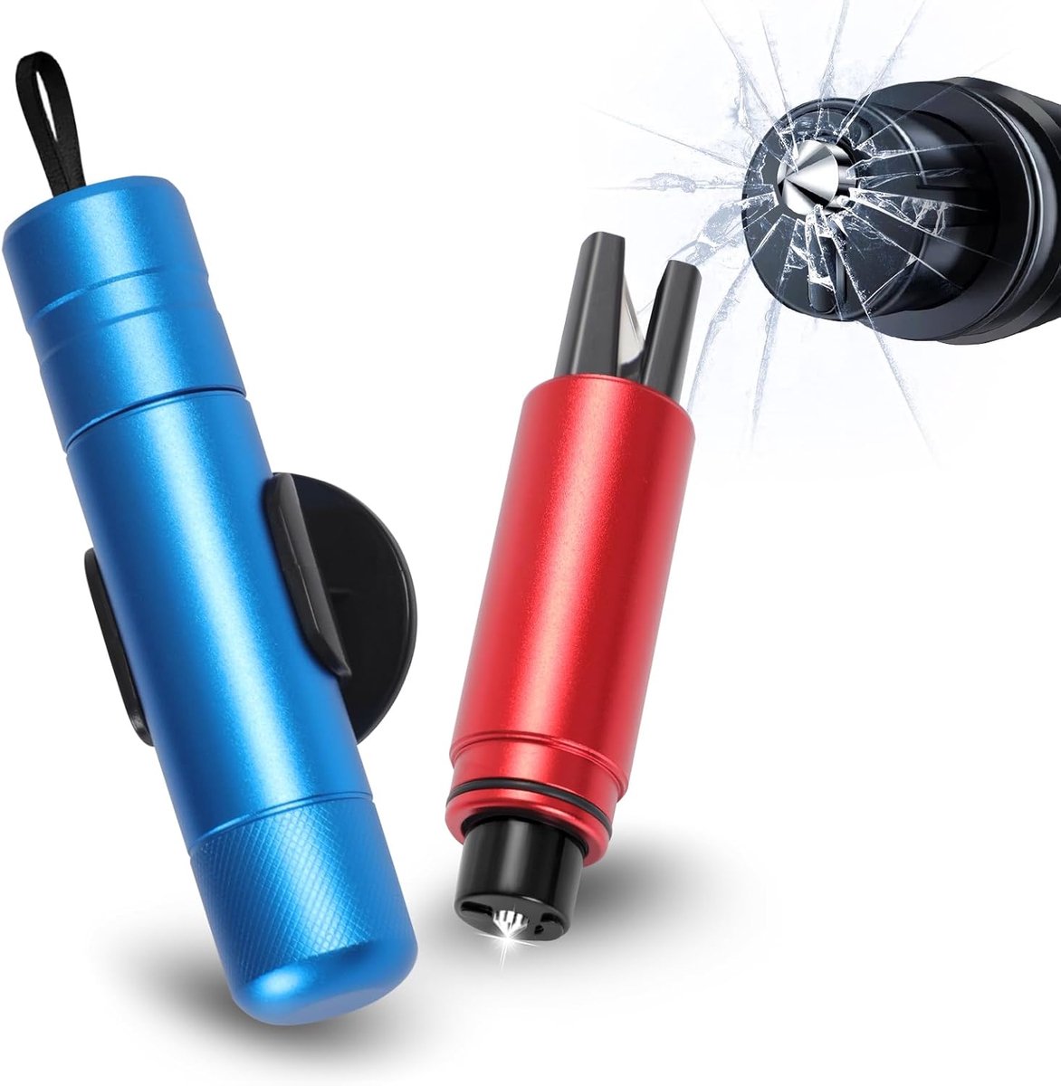 Veiligheidshamer met Gordelsnijder - 2 in 1 Rood en Blauw - Essentieel voor Auto-veiligheid - SnelShoppen