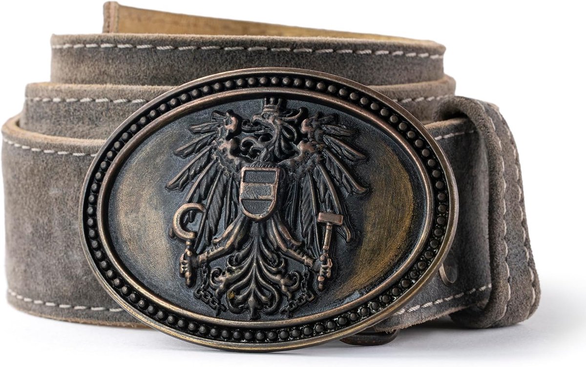 Schöneberger Trachten Couture Men's traditional belt Austria, leather belt with Austrian eagle buckle, leather - ShopVlot