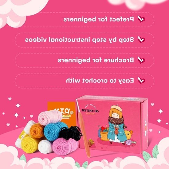 Haaksets voor Beginners - 2 Dierlijke Ontwerpen en 3 Hartvormige Patronen met videotutorials - Verjaardag- en kerstcadeaus — afbeelding 2