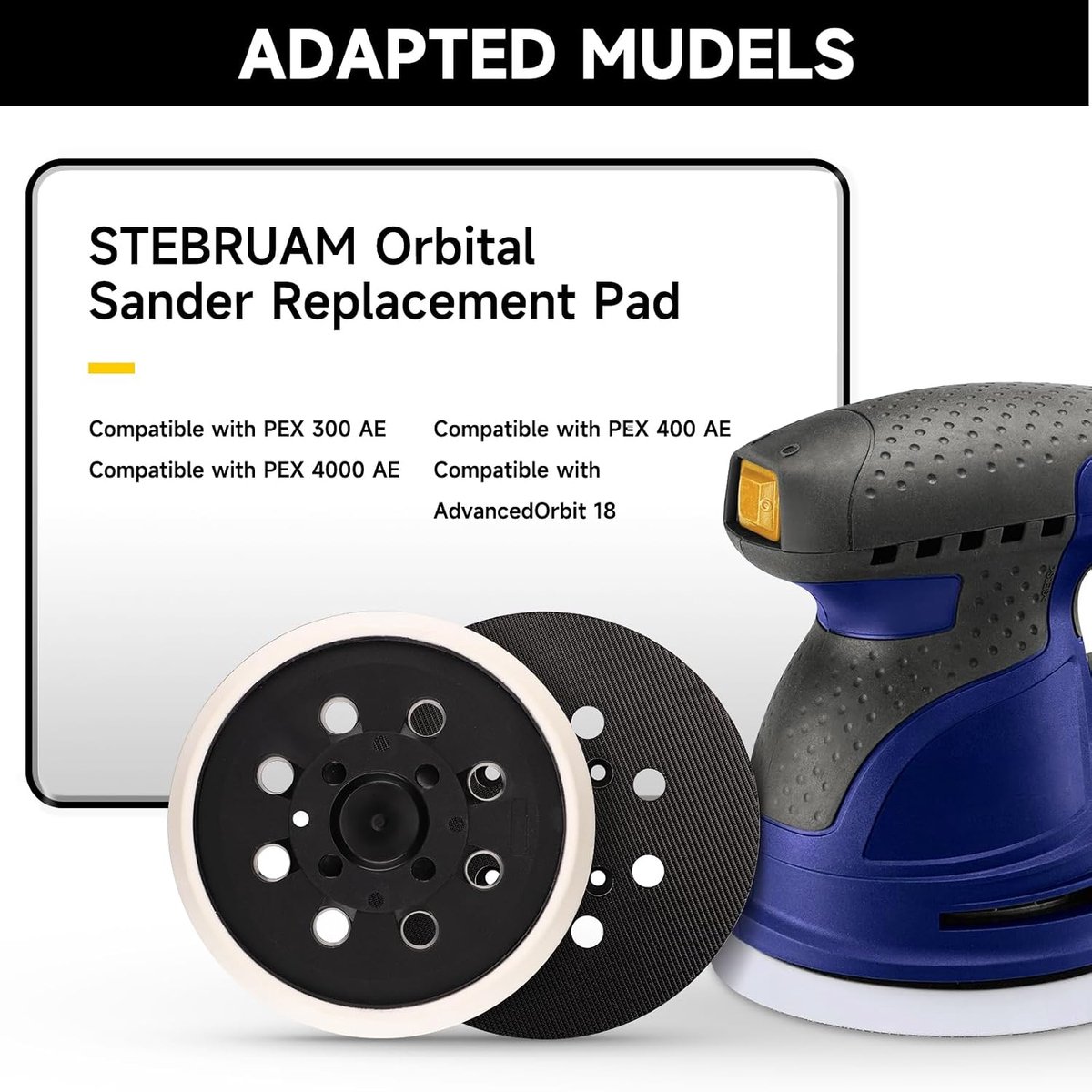 STEBRUAM Pack of 2 125 mm Professional Sanding Discs with Hook and Loop, 8 Holes, Sanding Plate, Compatible with Bosch - ShopVlot