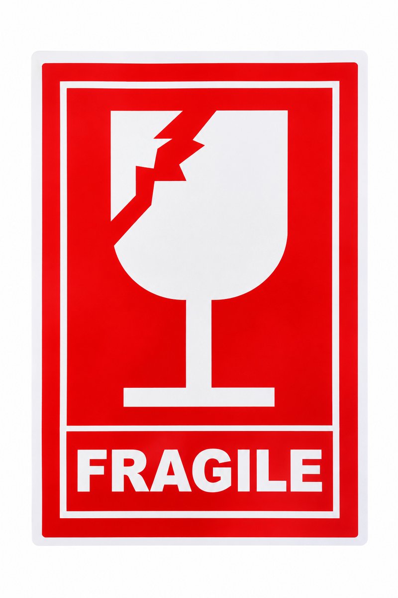Breekbaar Stickers 5 Stuks – Fragile Stickers 5 x 10 cm – Waarschuwingsstickers Breekbaar – Voor Pakketten en Verzending
