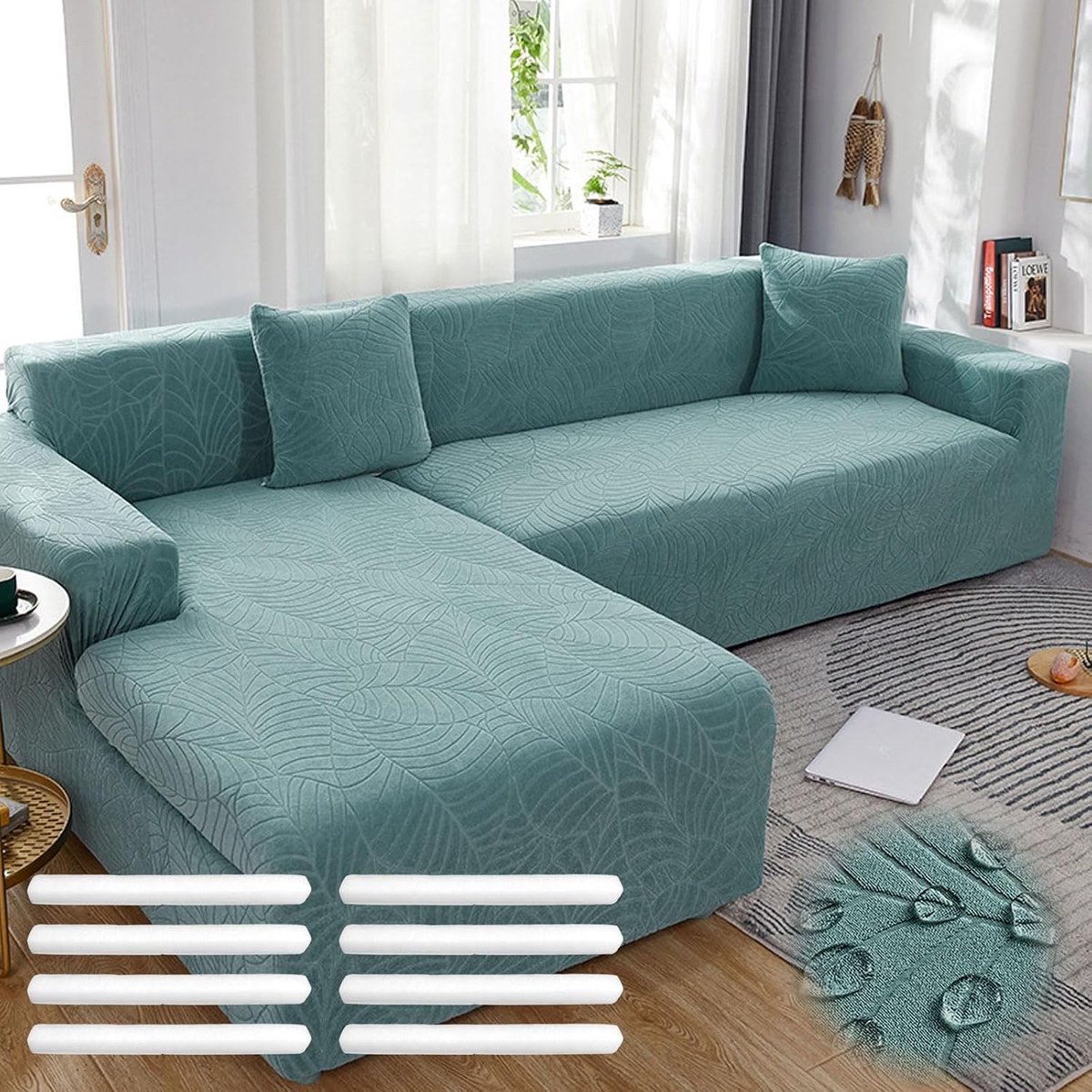Verstelbare Hoes voor L-vormige Bank, Universele Sofacover met Antislip Schuim en Kussenhoezen, Moderne Bescherming voor 1/2/3/4-zits Banken
