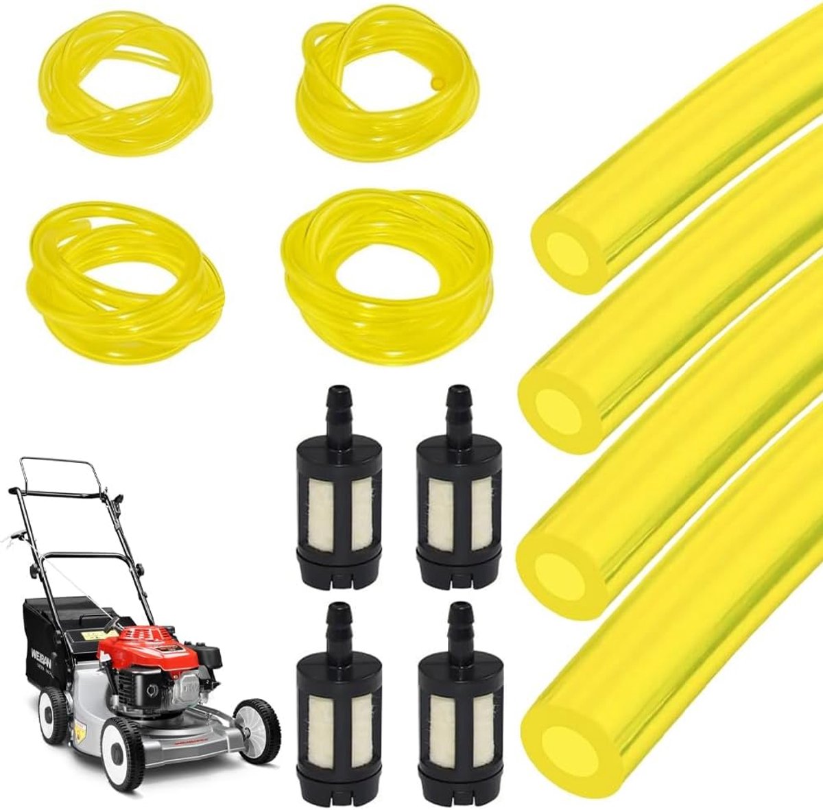 Fuel Hose, 4 Pieces Fuel Hose, 1m Fuel Hose Kit, Replacement with 4 Filters Diesel Hose for Chainsaws, Fan, Pressure - ShopVlot