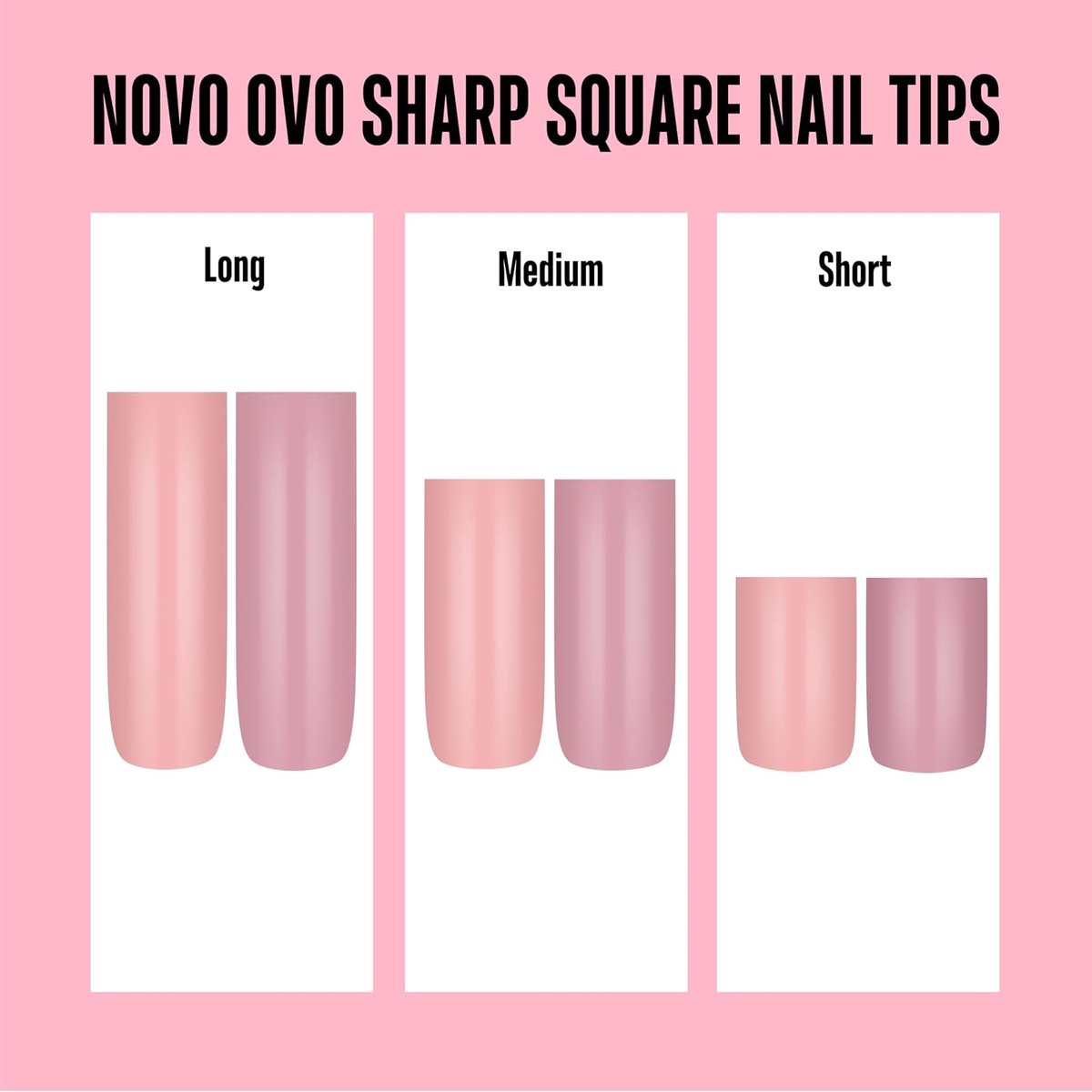 NOVO OVO Medium Sharp Square Nail Tips Press on Pure Color Baby Pink, Extra Thick NEED Builder Gel & Top Coat & Glue - ShopVlot — cadeau in Cadeau-ideeën - foto 4