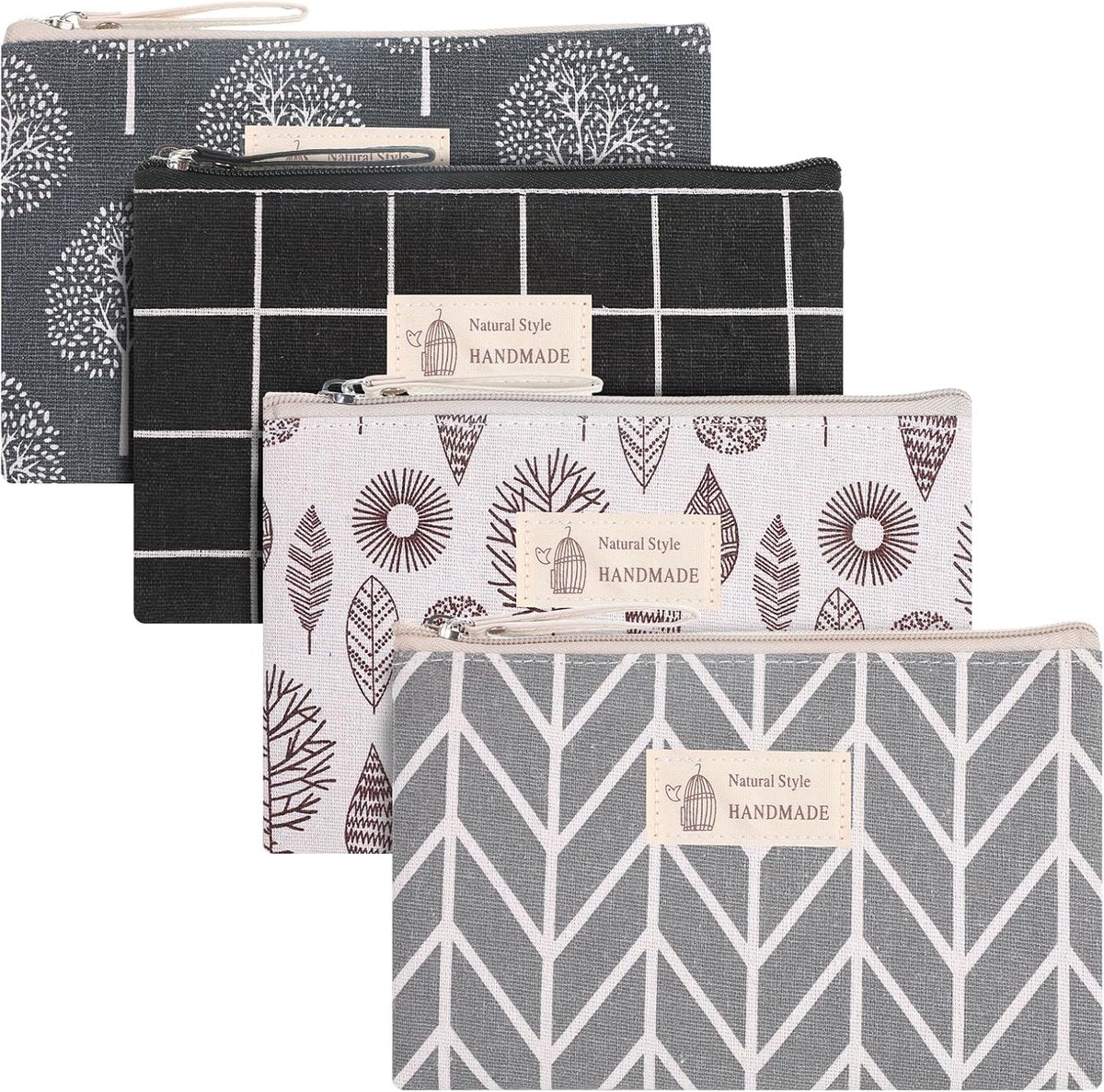 Make-uptassen set van 4 - multifunctionele canvas - elegant design - ideaal voor dagelijks gebruik - ShopVlot