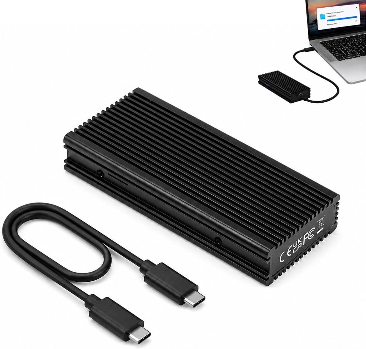 Draagbare harde schijfbehuizing, M.2 NVMe SSD behuizing aluminium - ShopVlot