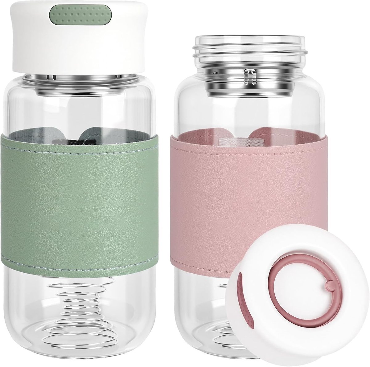 Set van 2 shakeglazen voor proteïneshakes, BPA-vrij, geurloos, met geïntegreerde zeef en mengbal, ideaal voor fitness en sportvoeding