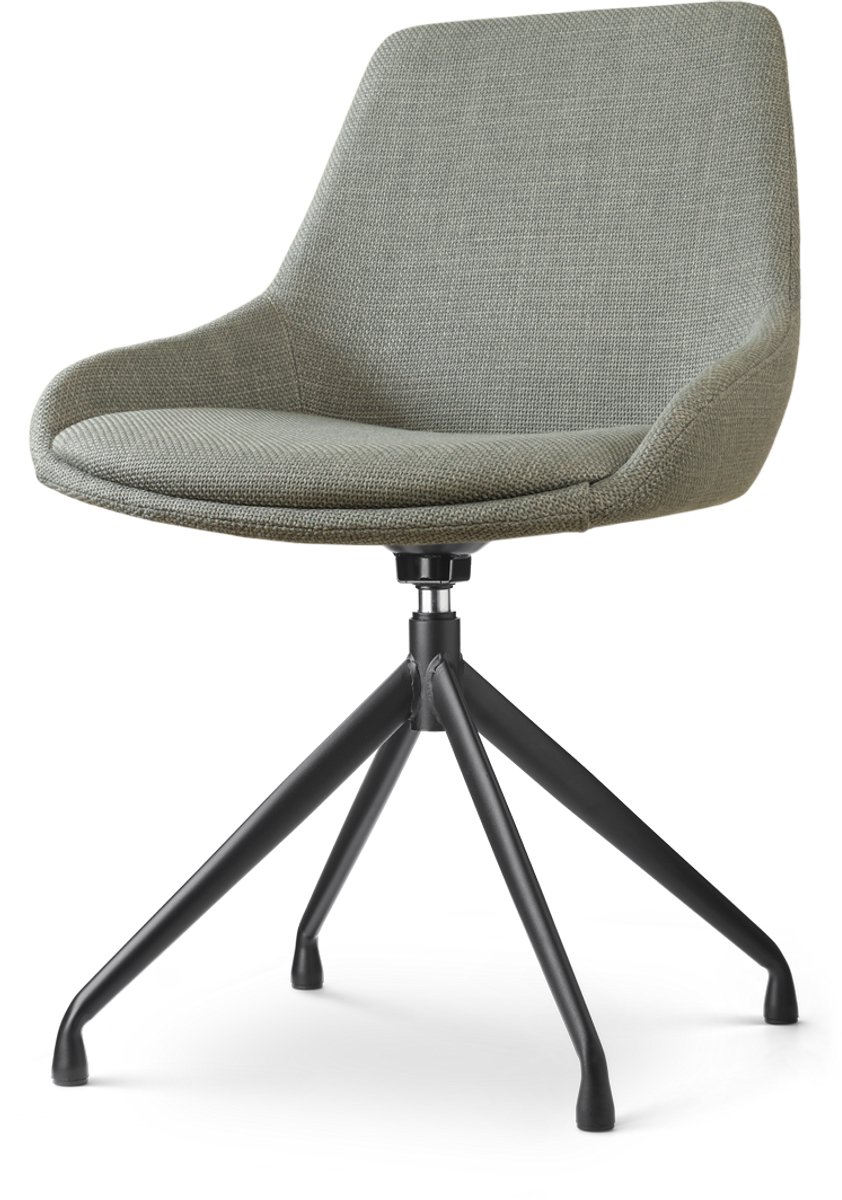 Nolon Nola-Isa Eetkamerstoel Draaibaar Saliegroen - Stof - Zwart Onderstel - Design - Scandinavisch - Comfortabel Groen - Zwart onderstel