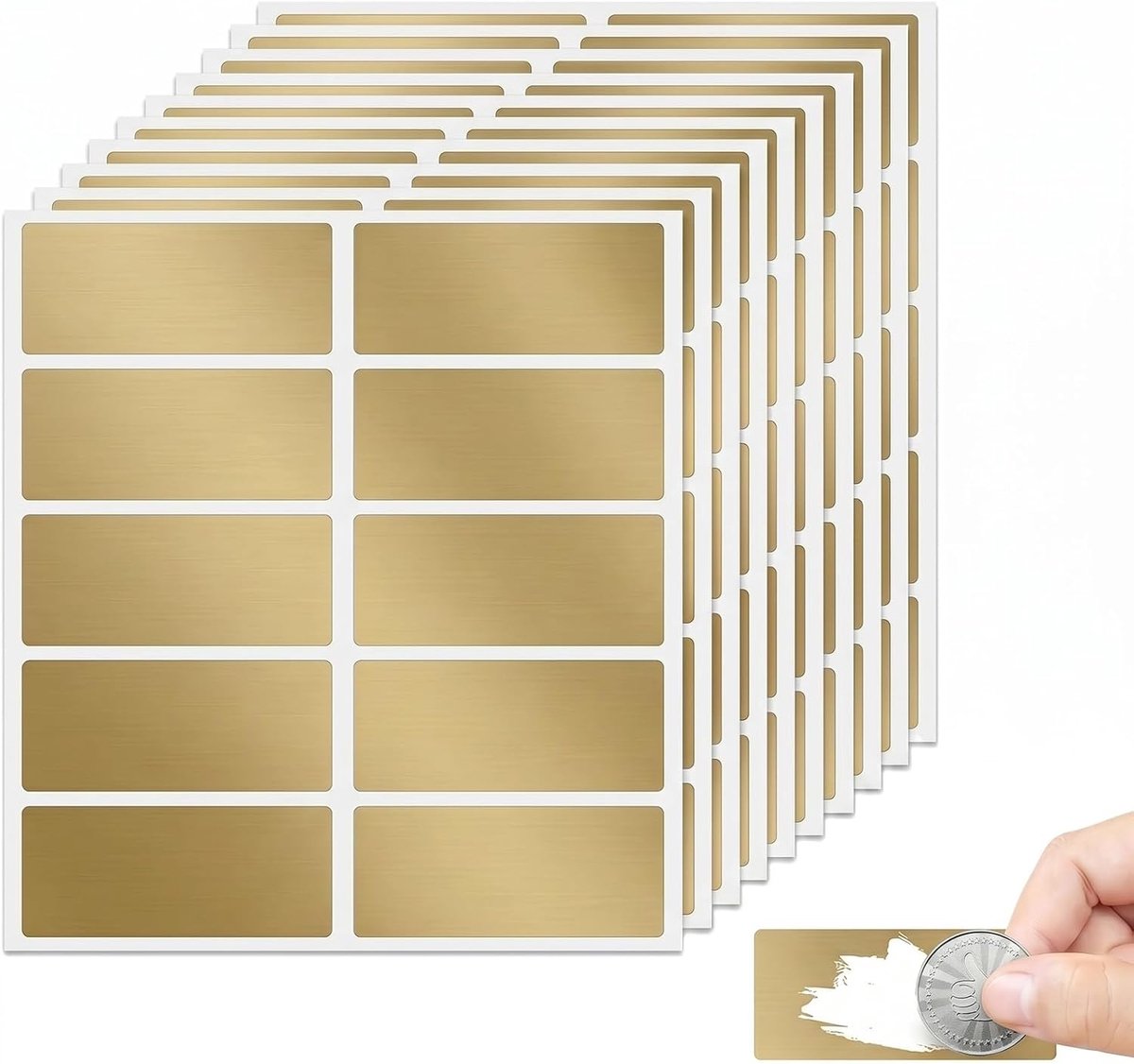 Krasstickers 100 stuks 60 x 25 mm - Goud - Met metalen munt - Voor interactieve verrassingen - ShopVlot