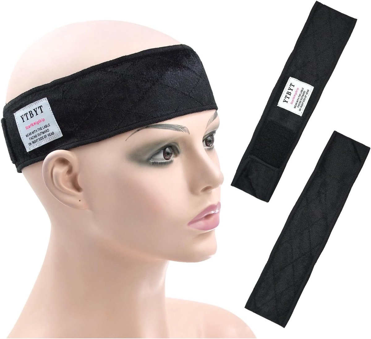 2 Pcs Wig Grip Headband Non-Slip Adjustable Wig Grip Band for Fixing the Position of the Wig (Black) - ShopVlot