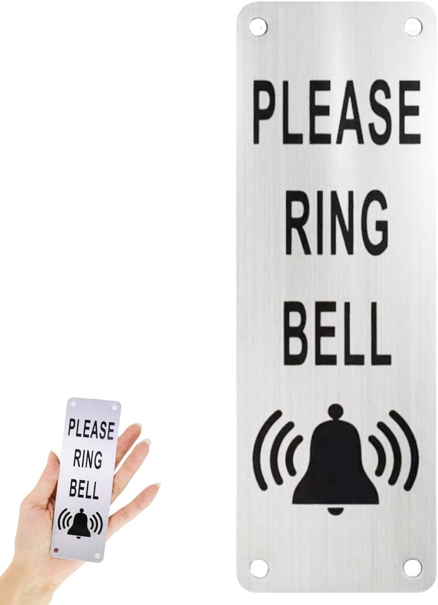 Please Rink Plate Aluminium Self-Adhesive - Bell Board 5 x 15 cm Vertical Weatherproof Home Door Sign for Home - ShopVlot