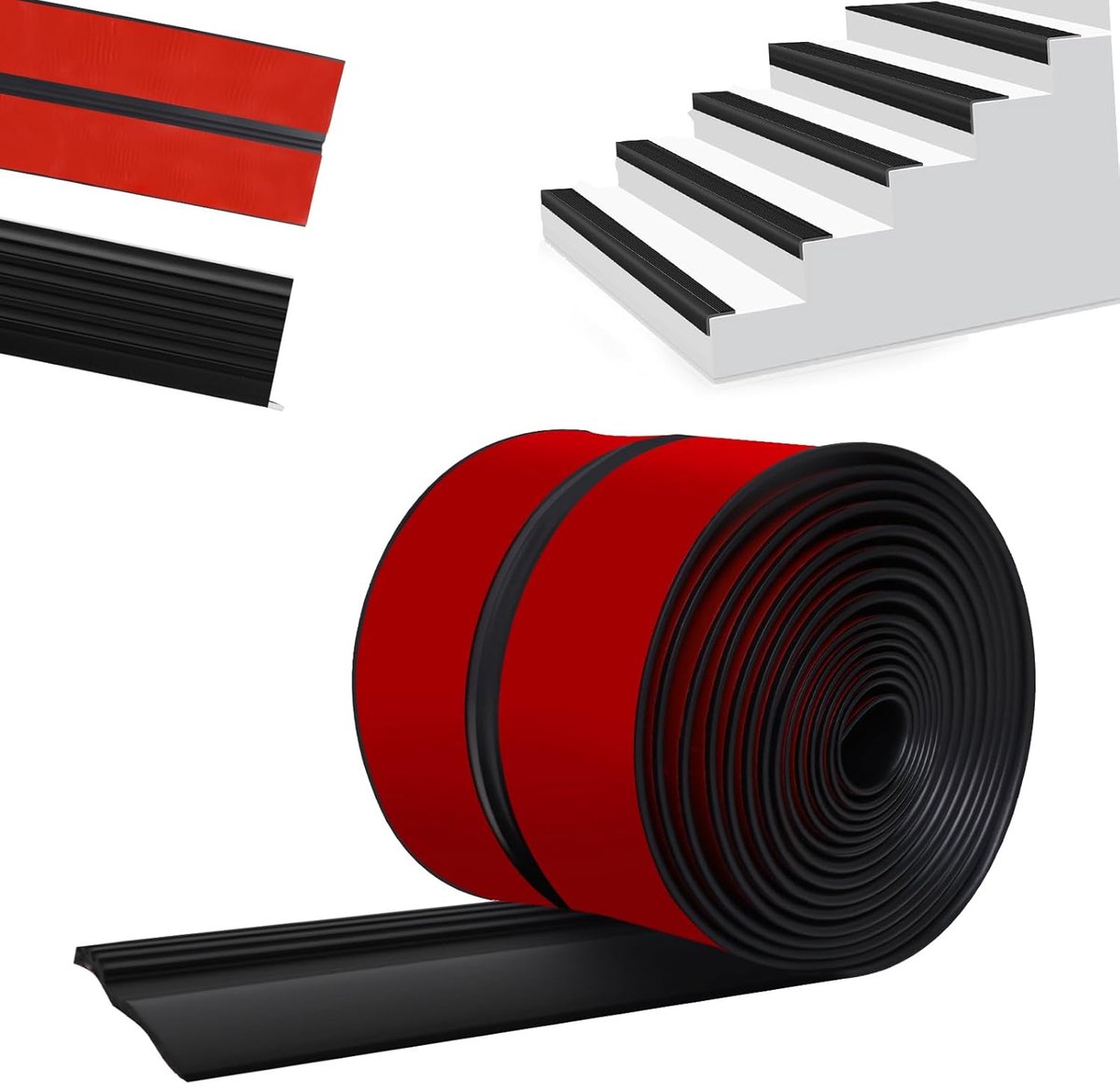 Stair Edge Profile, 12 m, Self-Adhesive, Stair Edges, Non-Slip, Flexible Rubber Steps, Non-Slip Stair Tread, Stair - ShopVlot