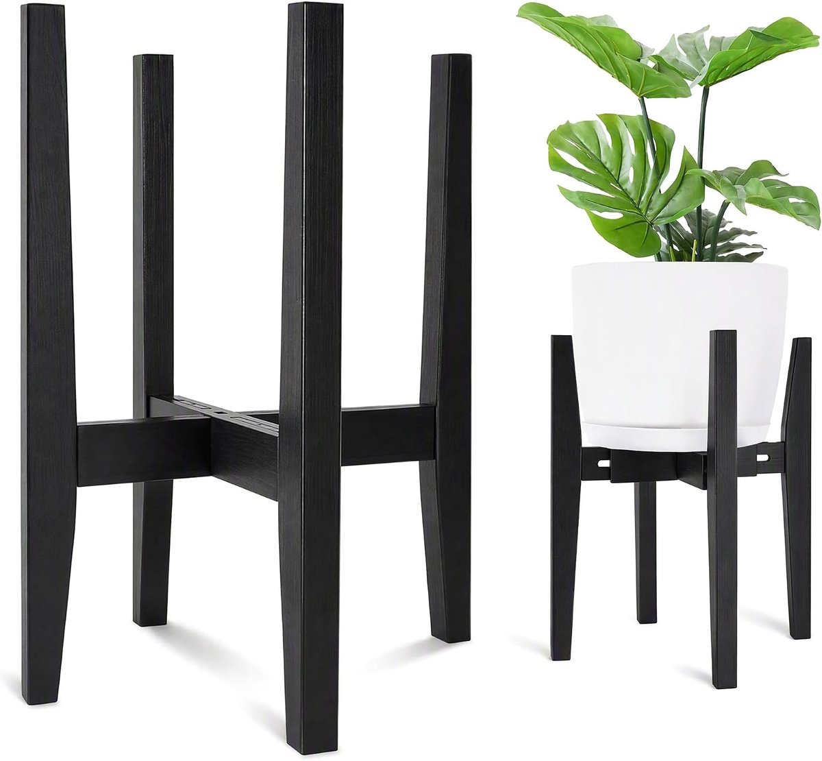 Houten plantenstandaard Massieve plantenvoet，Zwart
