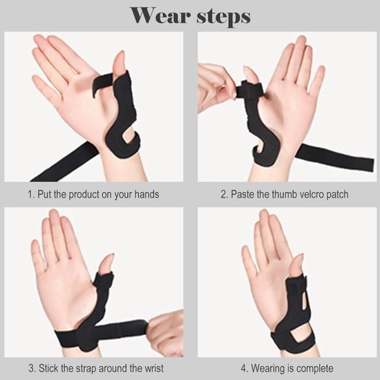 Duimspalk Duim Ondersteuning Polsbrace Voor Duim Pols Stabilisator Duimbeschermer Verstelbare Handbrace Links en Rechts Draagbaar One Size — afbeelding 2