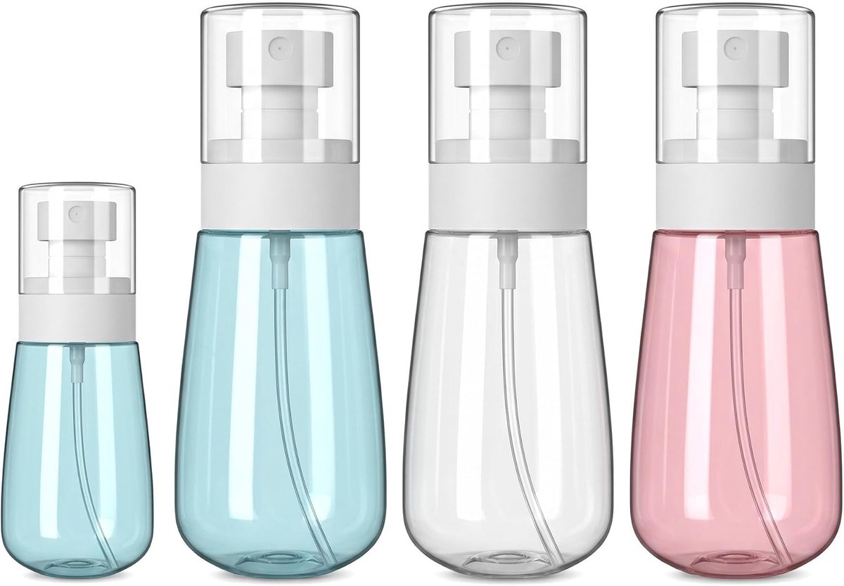 Spuitfles om te vullen, 4 stuks reisspuitfles, reisformaat, pompspuitfles, reisflessen, fijne spuitverstuiver voor etherische oliën, parfum