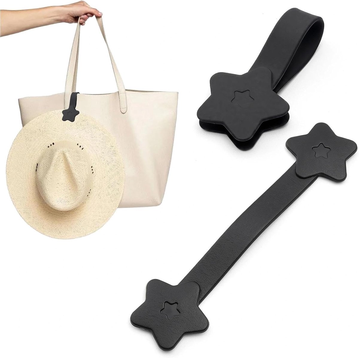 2 stuks magnetische hoedclips in stervorm, zwarte magneetclips