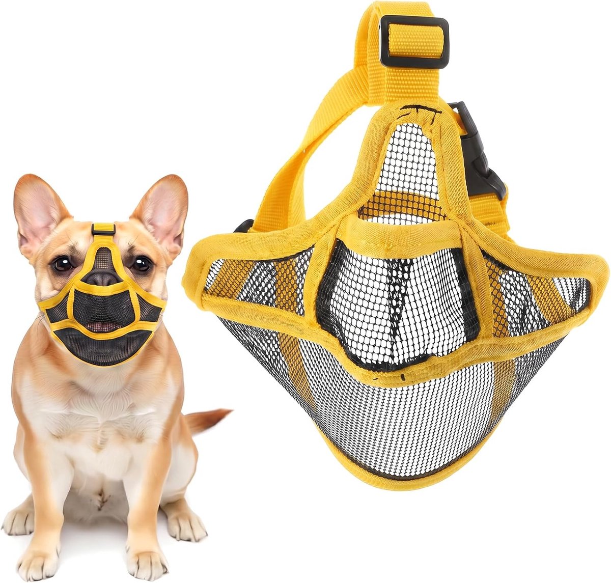 64 x 14,5 cm gifaas bescherming hond, muilkorf hond klein, geel