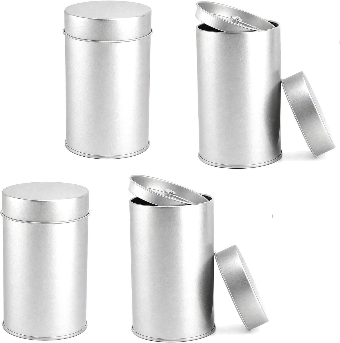 4 stuks theedozen voor losse thee, ronde blikken doos met luchtdichte dubbele deksels, ronde blikken doos, kleine keukencontainer voor het bewaren van thee, koffie, suiker, kruiden en