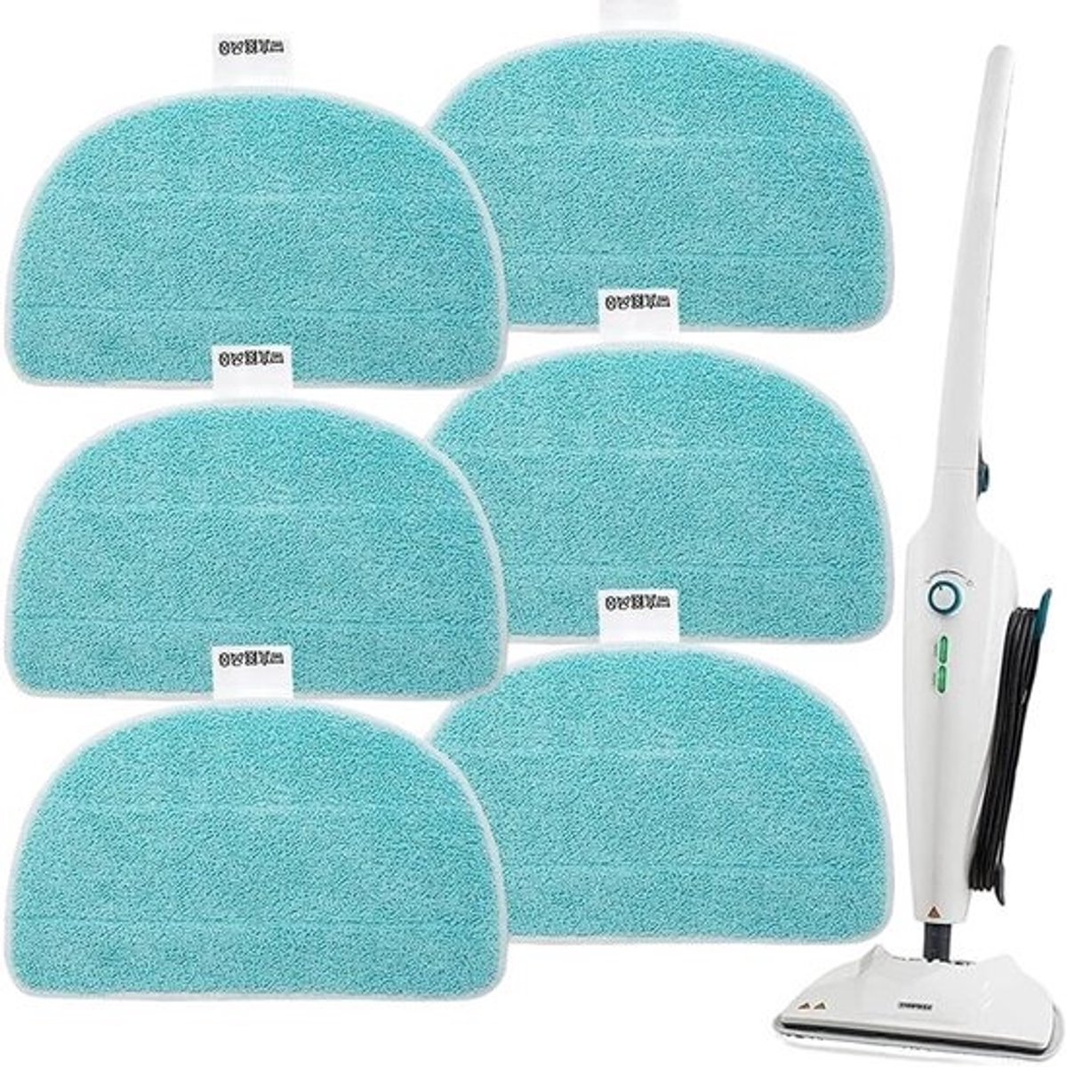 Set van 6 microvezel vervangpads voor stoomreiniger - wasbaar tot 60°C
