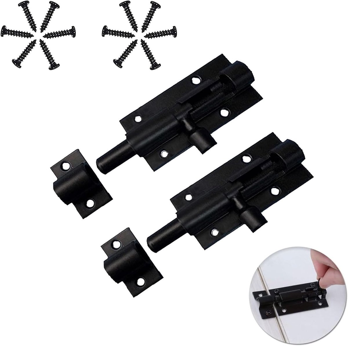 Dubbele Deursluiting met Schroeven, 2 Stuks, Geschikt voor Badkamer, Toilet en Schuur, 6.3 x 2.5 cm, Veiligheidsmechanisme voor Kleine Deuren