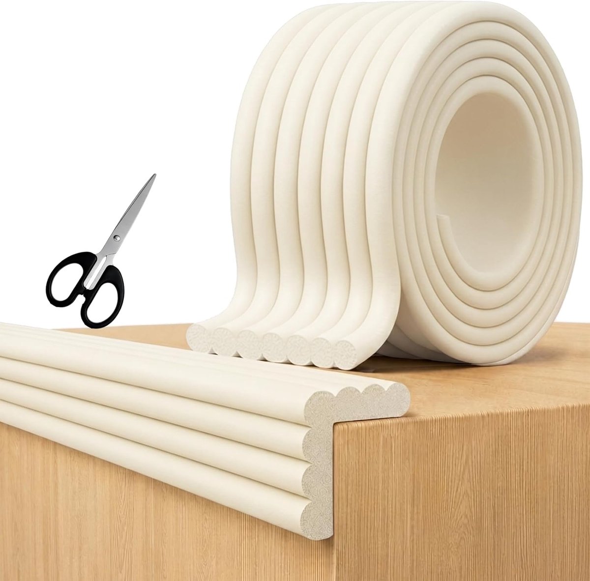 5 m x 8 cm zelfklevende schuimrubberen randbescherming voor baby's, ivoor