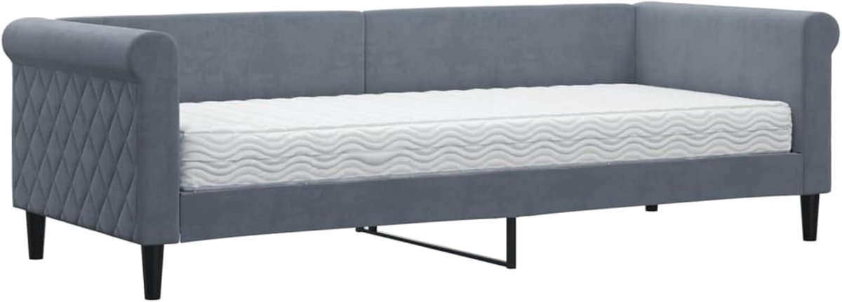 80 x 200 cm, donkergrijs, moderne slaapbank met fluwelen bekleding en schuimmatras, minimalistisch design voor woonkamer of slaapkamer, montage vereist