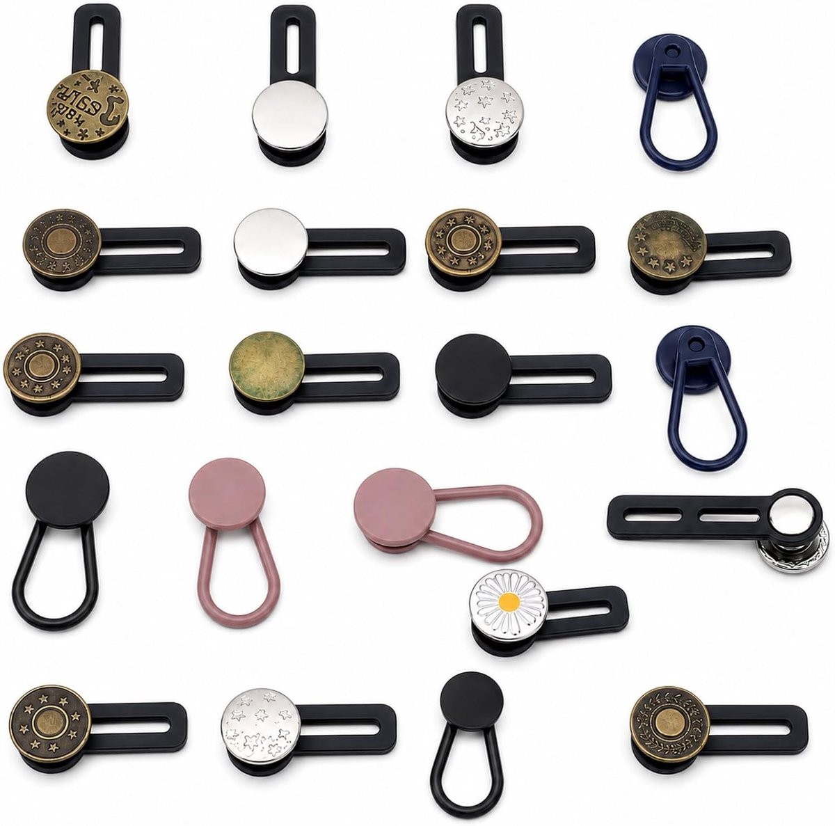 22 stuks tailleverlengers voor broeken, verlengknopen, broekverlenging, elastische riemverlenging, uniseks, duurzaam, comfortabel, eenvoudig te gebruiken
