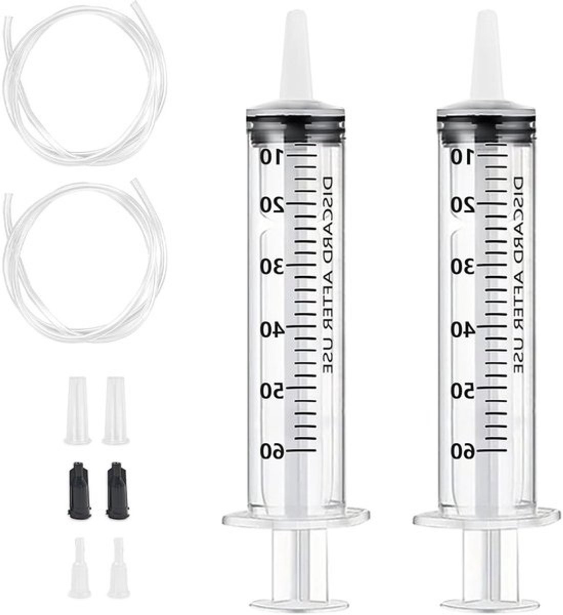 Herbruikbare doseerspuit - 60 ml - met slang - 2 stuks