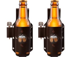 2 stuks leren bierriemen - leren flessenhouders voor bier - cadeau voor Vaderdag, vrienden en collega's