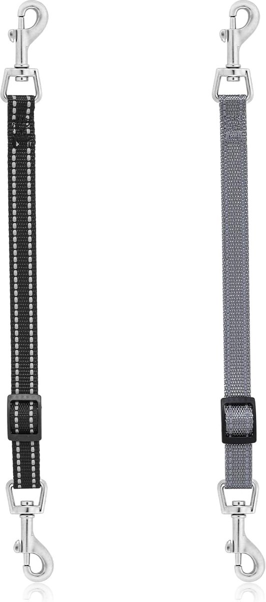 SnelShoppen - 2 stuks reflecterende nylon puppyhalsklemmen, verstelbare hondenhalsband met veilige clip, zwart en grijs, 25-32 cm, ideaal voor puppy's