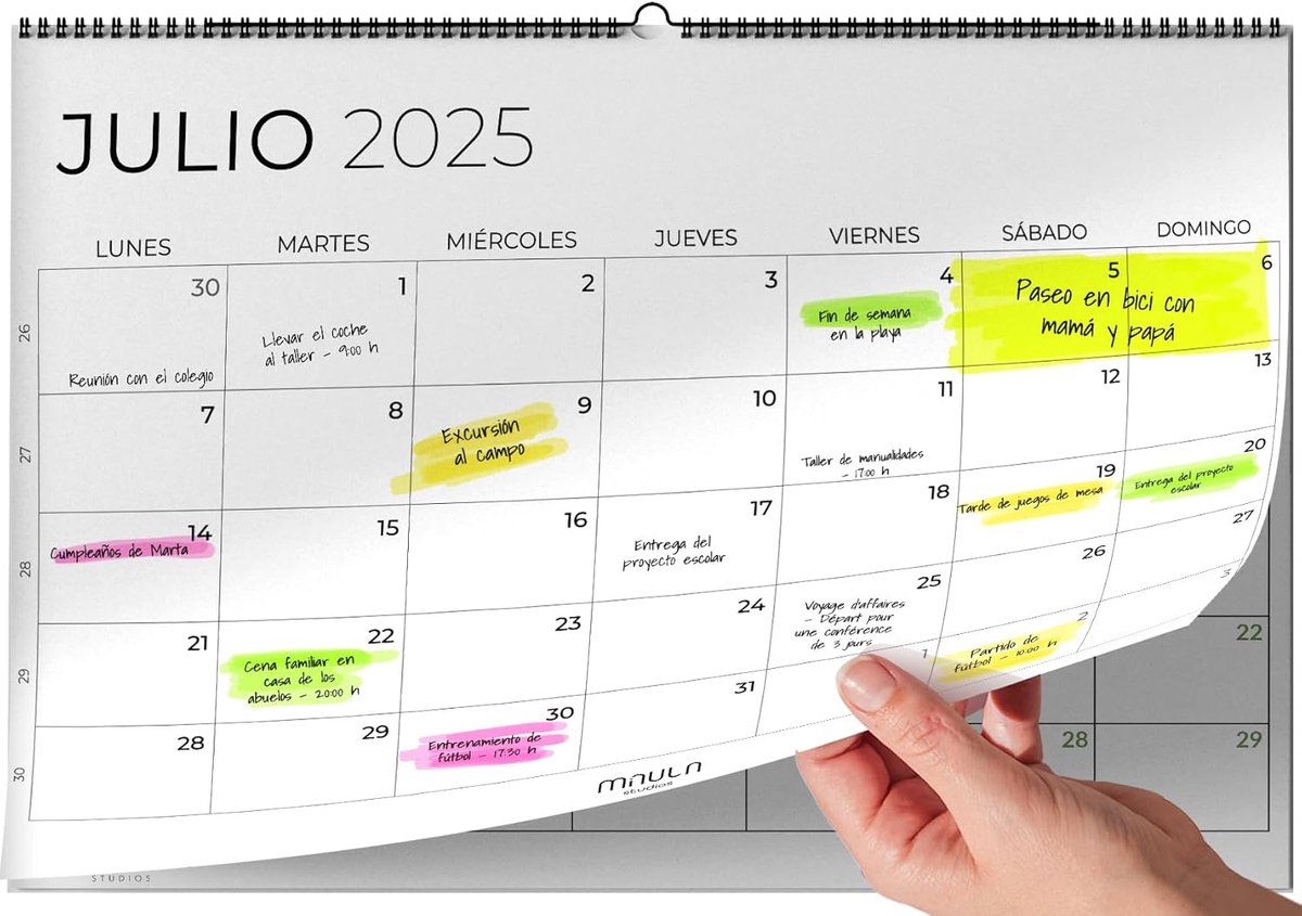 SnelShoppen - Wall Calendar 2025/26 Familie Kalender - 2025-2026 Muurkalender - Minimalistisch Design - Wit & Zwart - Ruimte voor Afspraken - Perfect
