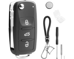 KingYH VW Car Key Case with 3 Keys Battery CR2032 and Pin Removal Tool Key Ring for VW Golf MK6 UP Polo T5 Caddy - ShopVlot