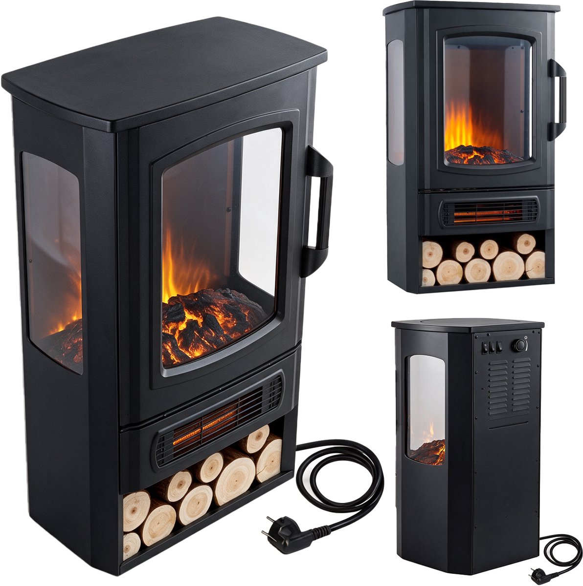 Bol.com Xaralyn Elektrische haard - Stefanos - 2000 Watt verwarming - vrijstaande haard - plug and play - sfeerhaard aanbieding