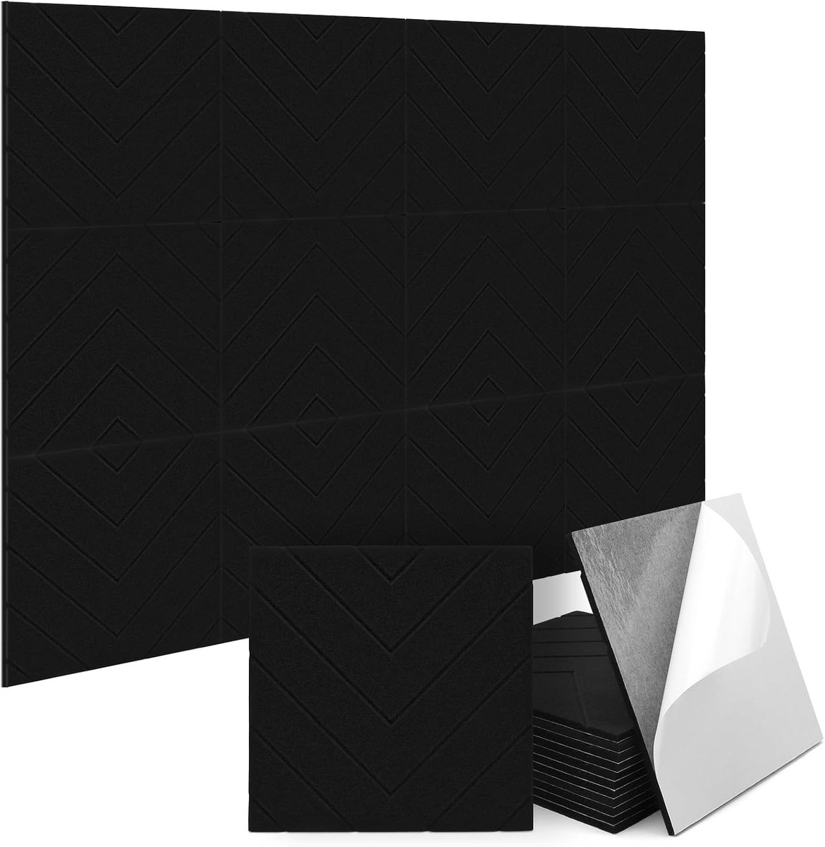 Acoustic Panels Self-Adhesive 12 Pieces 30 x 30 x 1 cm Acoustic Panels Polyester Felt Soundproofing and Sound - ShopVlot