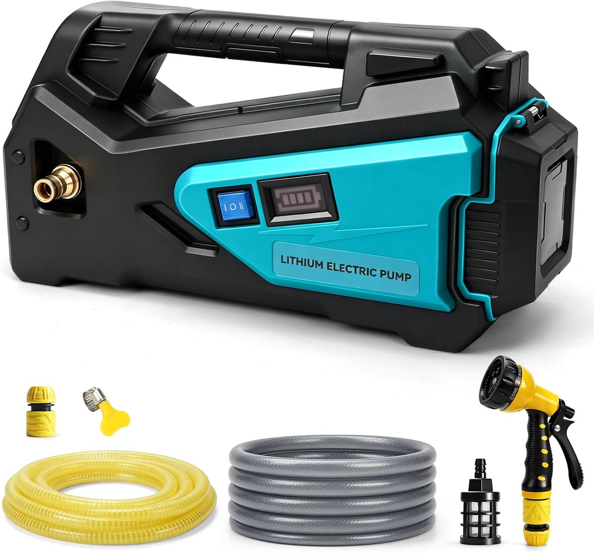 Self-Priming Water Pump Compatible with Makita 18 V Battery, 1/4 HP 300 GPH, Wireless, Portable with Hose Set - ShopVlot