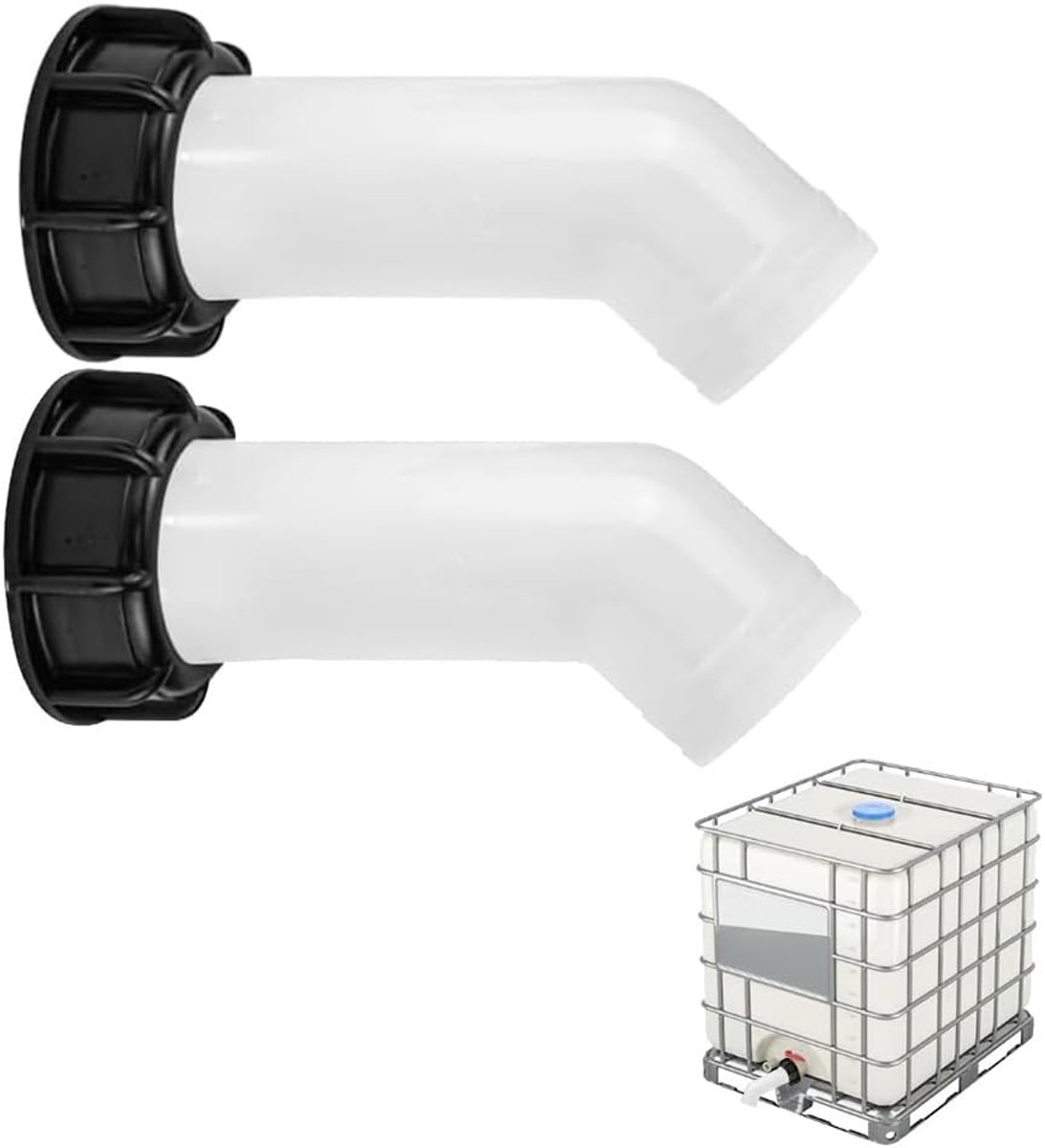 IBC kraan pijp 2 stuks - S60 x 6 aansluiting - met 2 afdekkappen - waterdichte afdichting voor IBC tank - ShopVlot