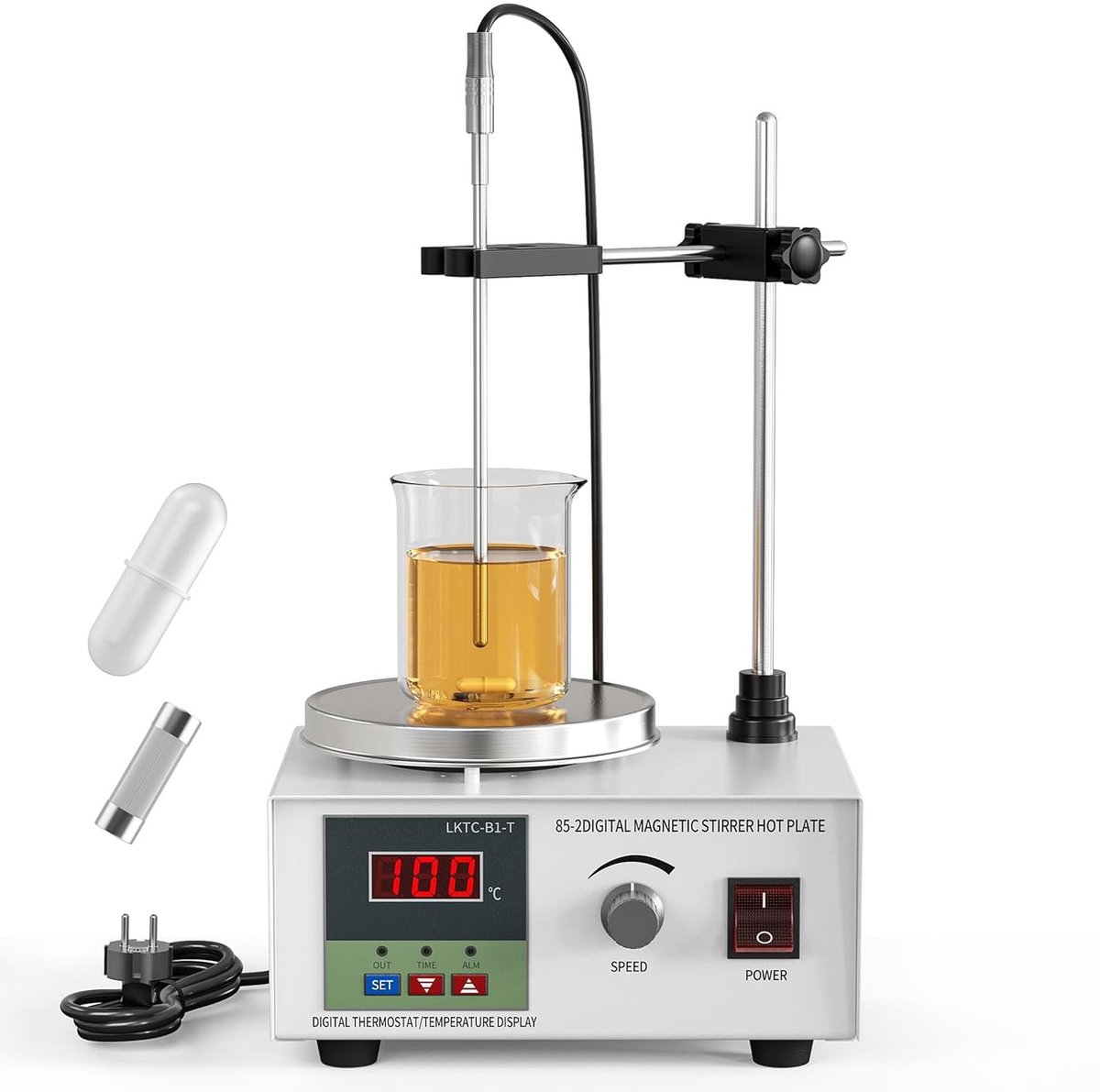 Magnetic Laboratory Stirrer 250 W 1000 ml with Digital Temperature Display and Speed Adjustment, Magnetic Mixer with - ShopVlot