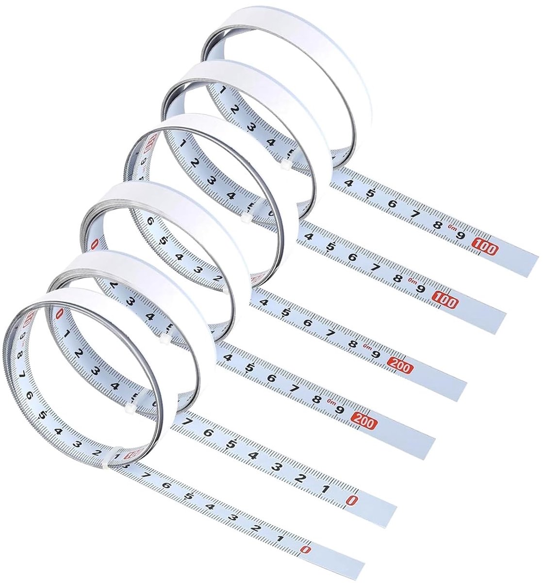 Zelfklevend meetlint 6 stuks - 2 m + 1 m - metaal - krasbestendig en flexibel - ShopVlot