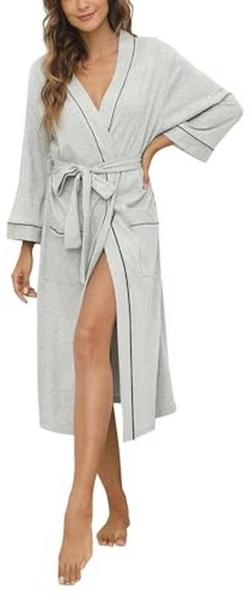 Zachte katoenen ochtendjas - voor dames - lichte kimono - voor thuis en slapen