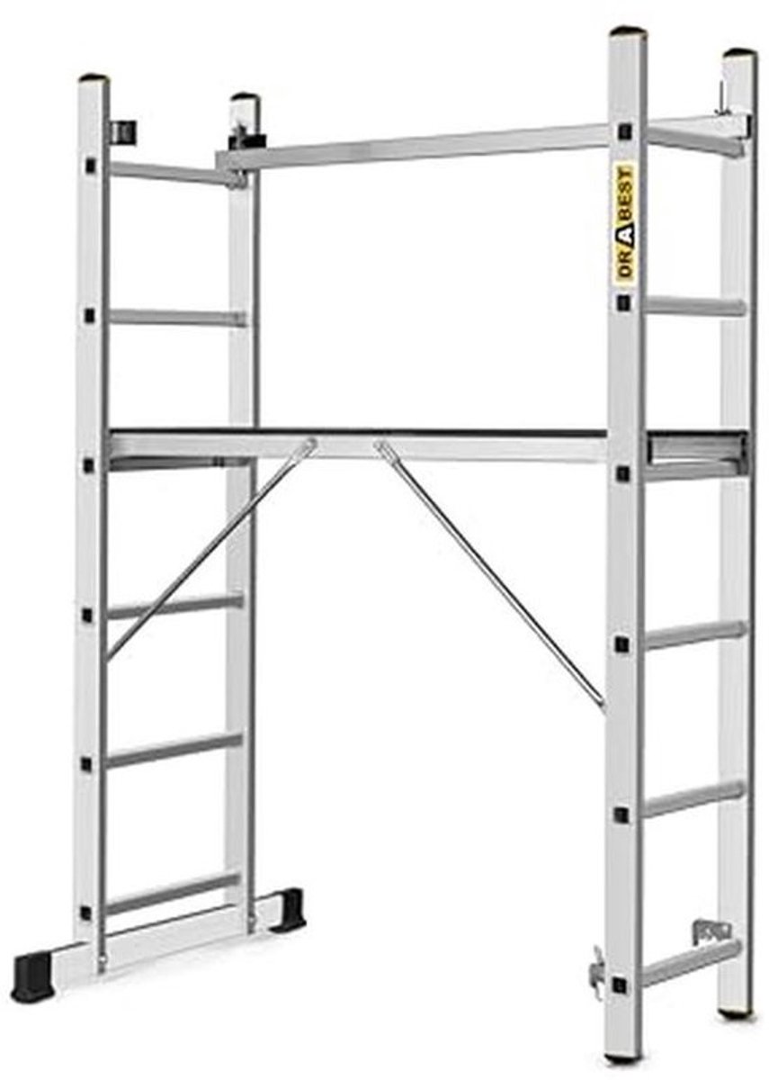 Multifunctionele aluminium ladder - Vouwladder, steigers, werkplatform met hoogteverstelling - Voor bouw en tuin