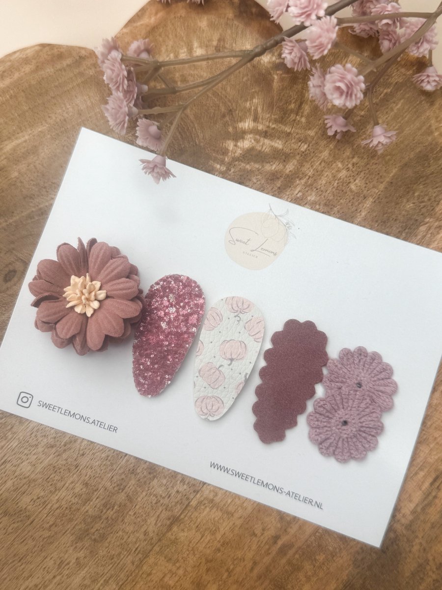 Antislip Setje - Jolie - Haarspeldjes voor Baby & Newborn - Haarspeldje voor Meisjes & Kinderen - Haaraccessoires Herfst - Pompoen - Kraamcadeau