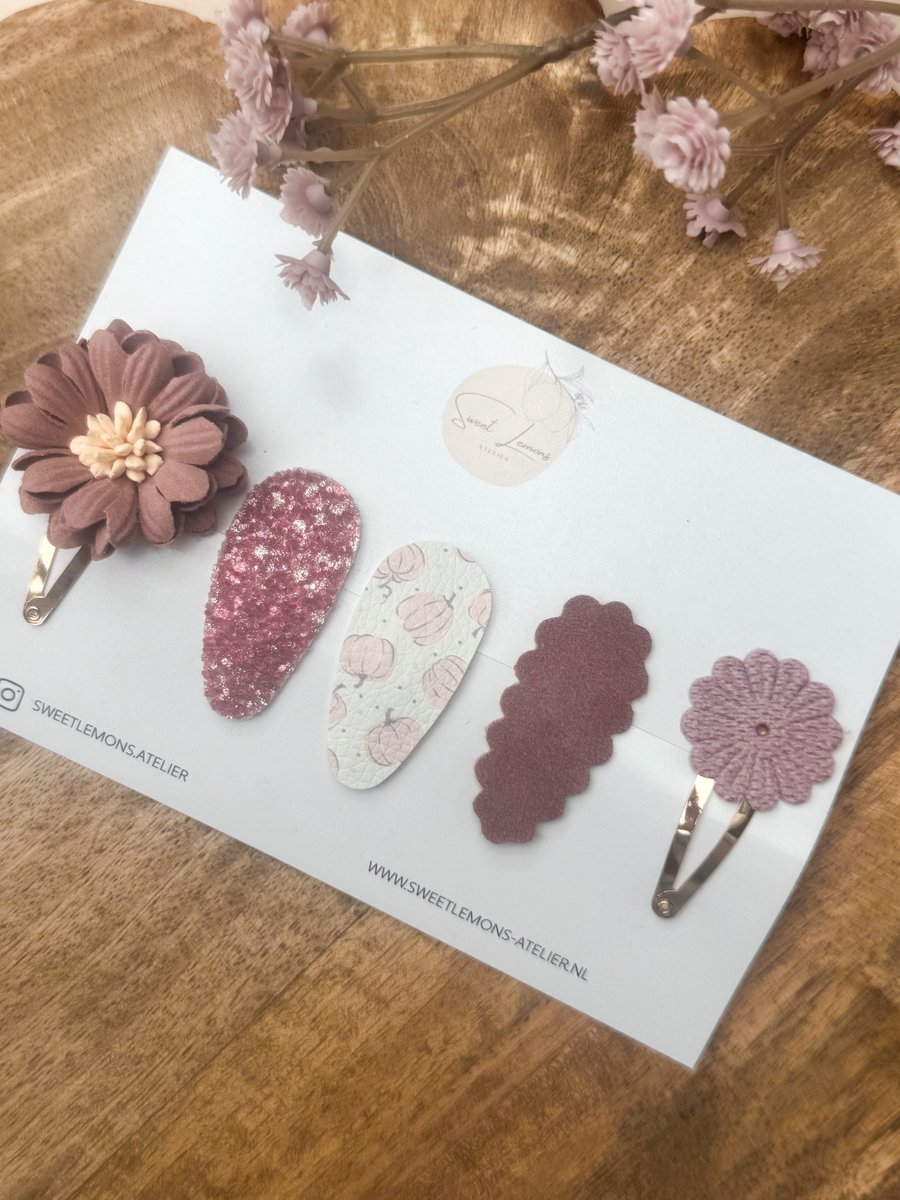 Klikklak Setje - Jolie - Haarspeldjes voor Meisjes & Kinderen - Haarspeldje voor Peuters & Kleuters - Haaraccessoires Herfst - Pompoen - Verjaardagscadeau
